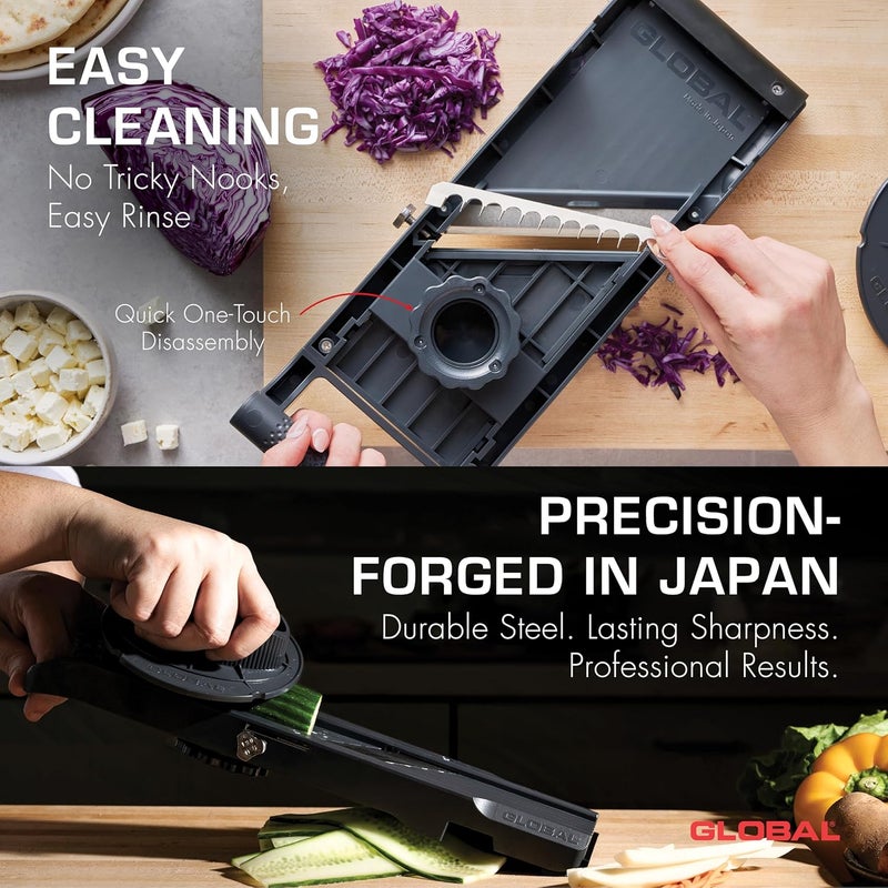 GLOBAL مقطعة الخضار العالمية GSL-95/BC - مقطعة خضار متميزة مع 3 شفرات جوليان وحماية للأصابع - Image 5